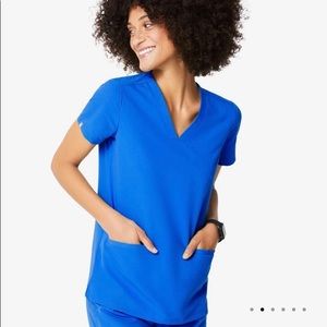 Figs Casma Three Pocket Scrub Top Royal Blue